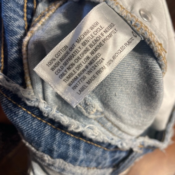 Patchwork Denim Shorts High Waisted Two Tone Raw Hem Festival - Picture 7 of 8